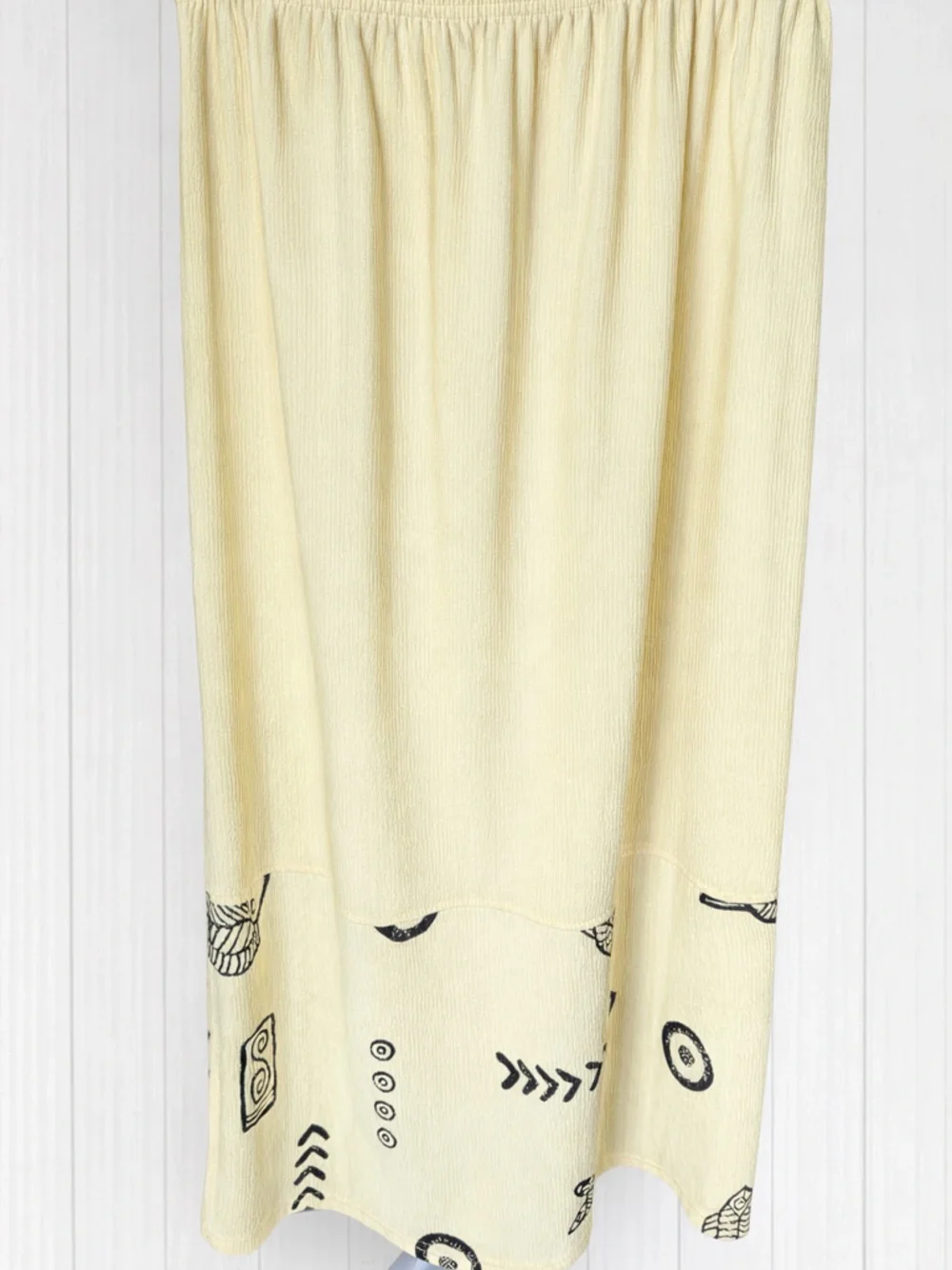 Yellow Maxi Skirt with Black Graphic Hem - Picture 2 of 3